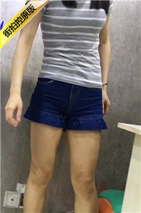 蓝色紧绷牛仔短裤妹子饱满圆润丰臀[318M/MOV]