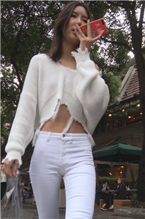 白色紧身裤长腿气质美女DJ825[1.73G]