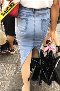 蓝色紧身翘臀长包臀裙MM [352M/MOV]