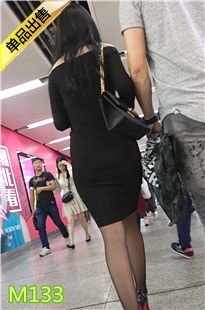 4K-黑色紧身连衣包臀裙高跟高挑身材美女M133[819M]