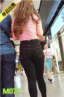 4K-黑色紧绷牛仔裤极品饱满圆润大PG妹子M074[819M]