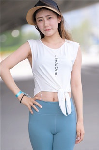 蓝色紧身瑜伽裤美女3A4851[2.36G]