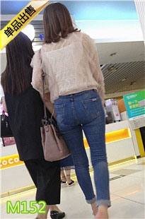 4K-蓝色紧绷牛仔裤极品美女M152[851M]